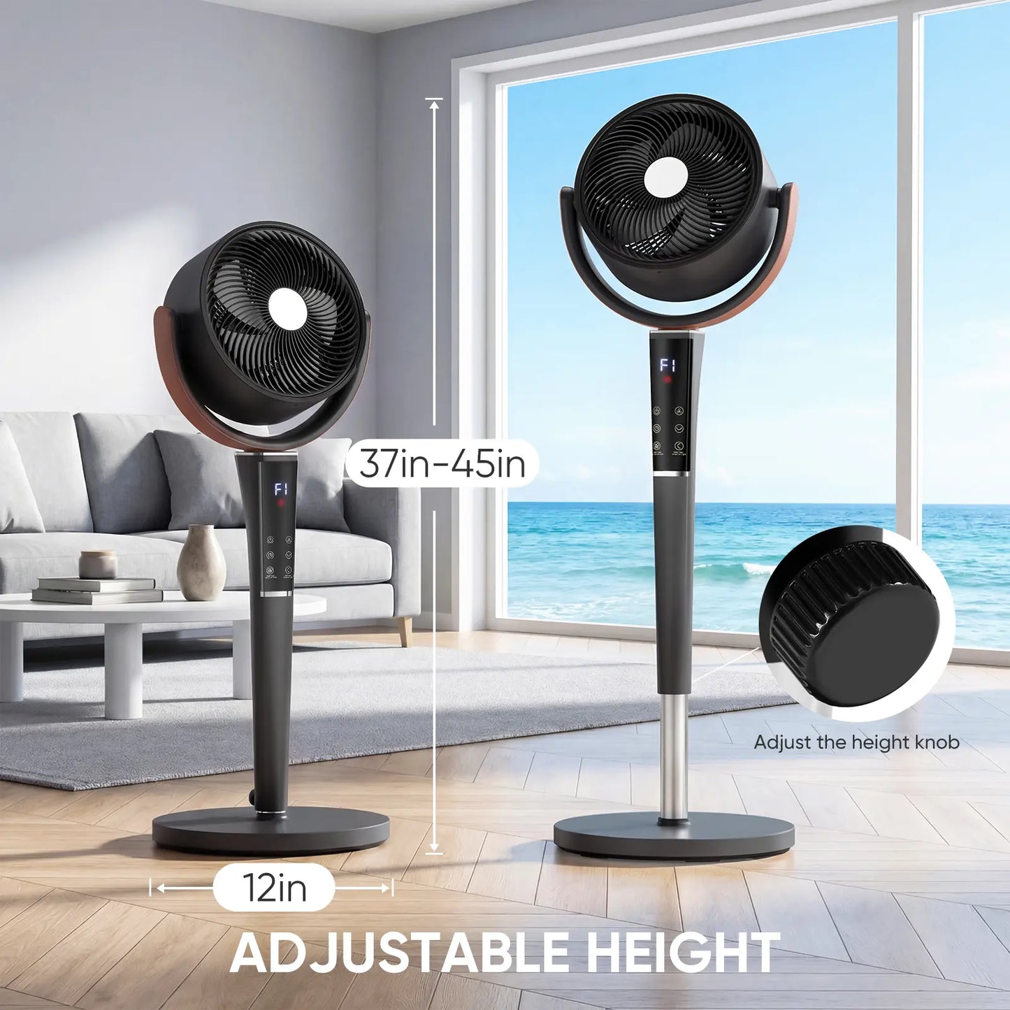 Bedroom floor fan, 20-decibel DC air circulator fan