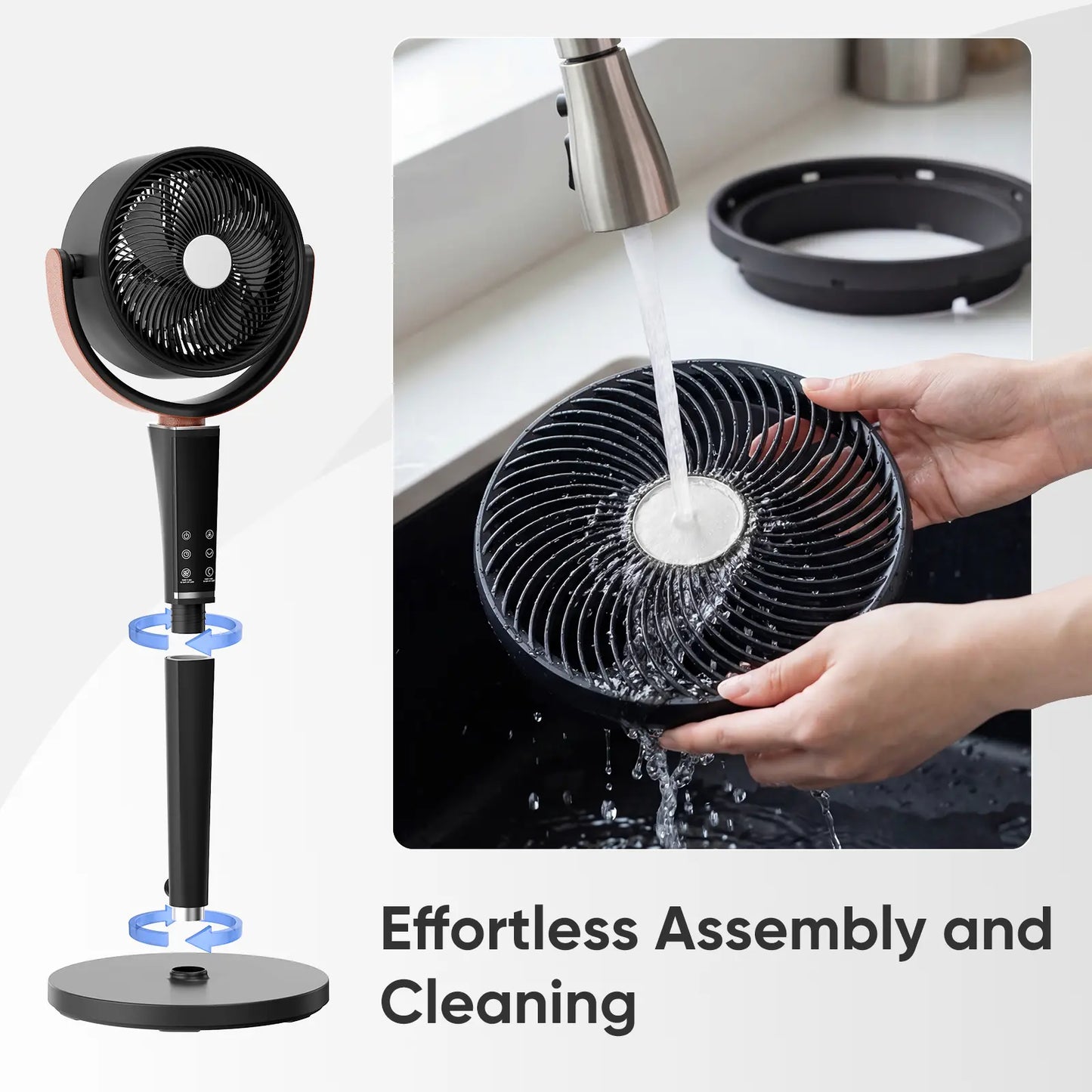 Bedroom floor fan, 20-decibel DC air circulator fan