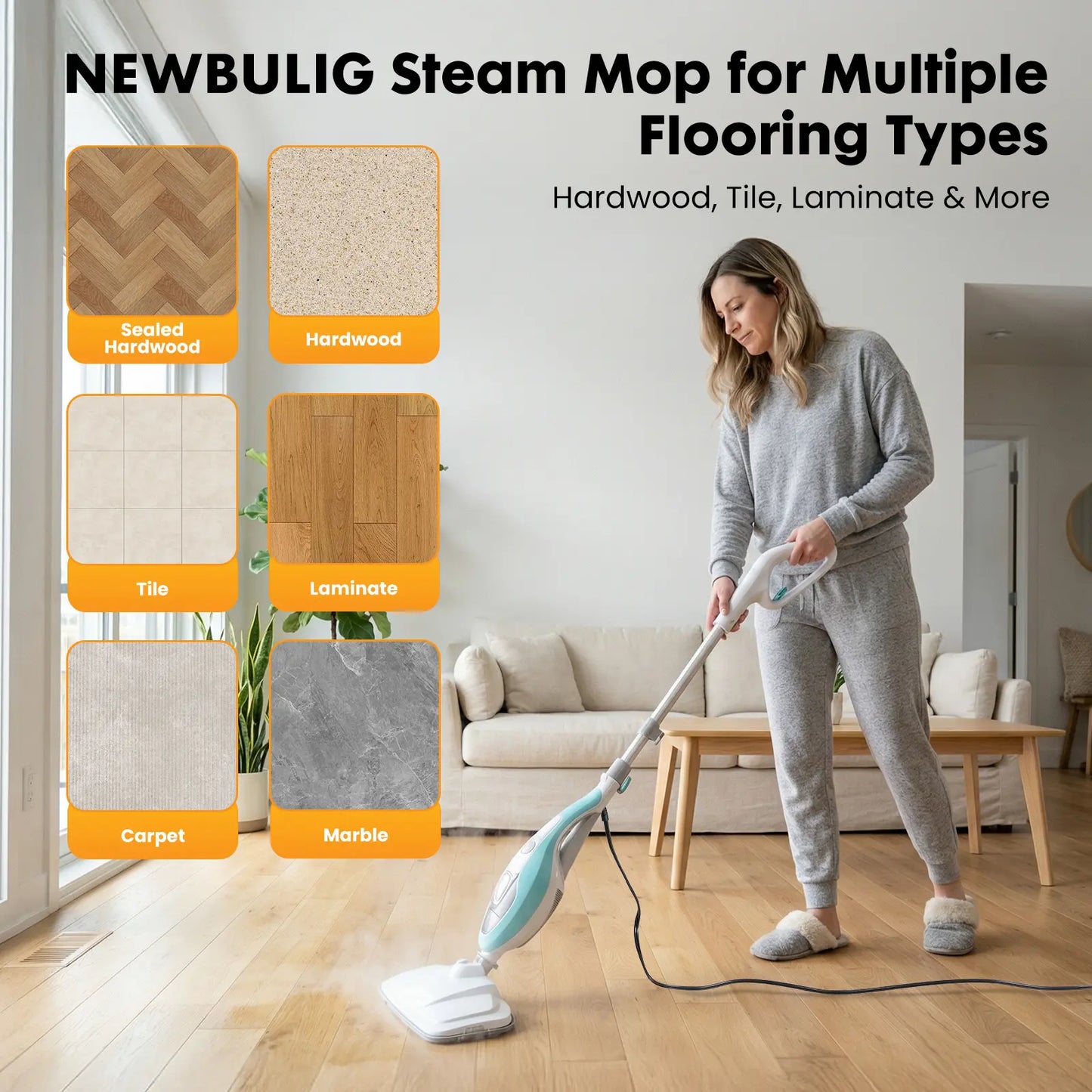 Portable Floor Cleaner for Hardwood, Tile, Laminate & Carpet Floors