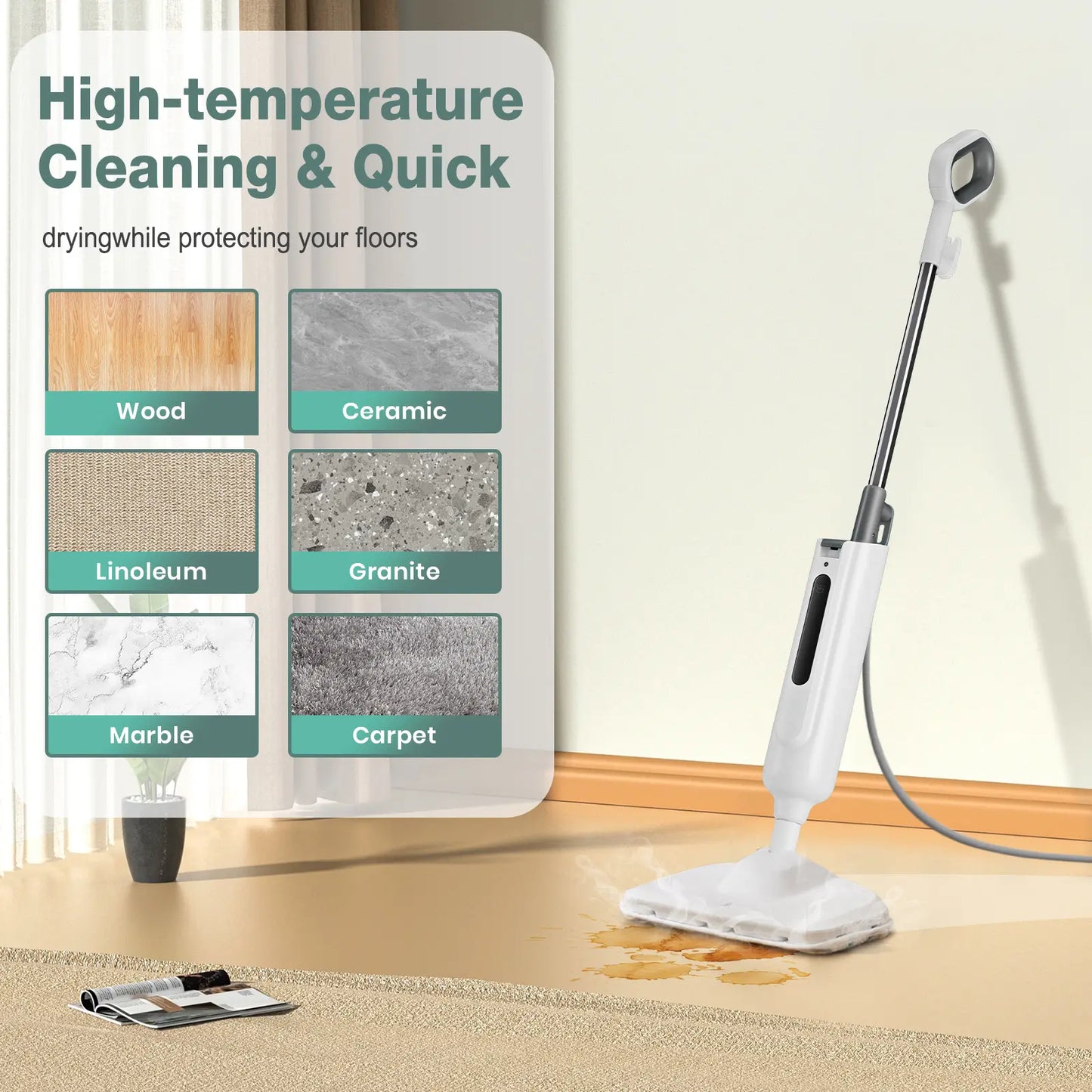 Portable Floor Cleaner for Hardwood, Tile, Laminate & Carpet Floors