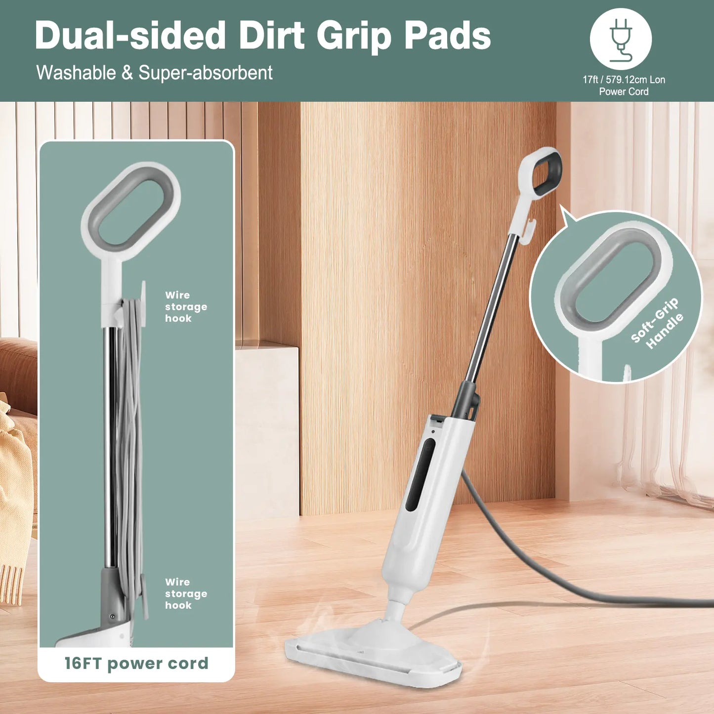 Portable Floor Cleaner for Hardwood, Tile, Laminate & Carpet Floors