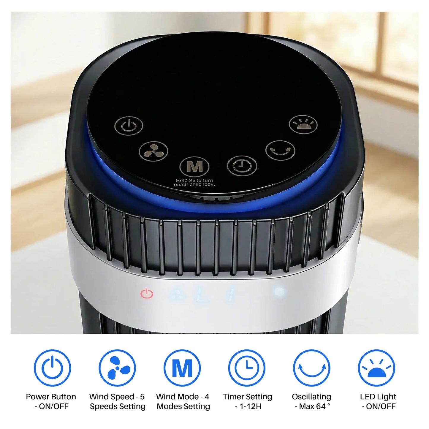 28dB Quiet Tower Fan for Bedroom, Floor Fan for Home & Office