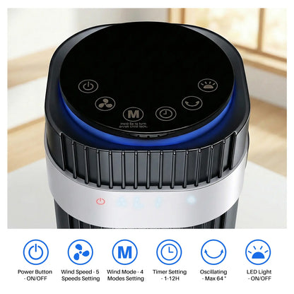28dB Quiet Tower Fan for Bedroom, Floor Fan for Home & Office