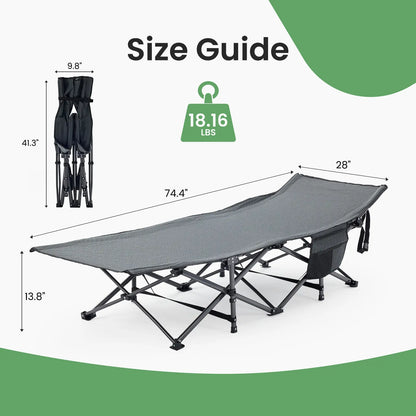 Adult camping bed, 6-position adjustable folding camping bed