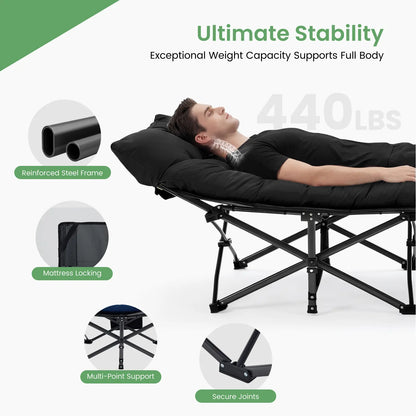 Adult camping bed, 6-position adjustable folding camping bed